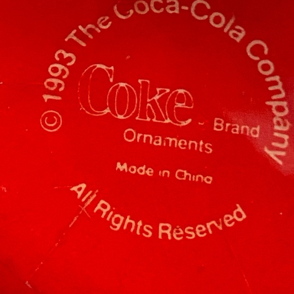 Vintage 1993 Enesco Coca Cola Christmas Ball Ornament Handmade Decoupage - Picture 4 of 4